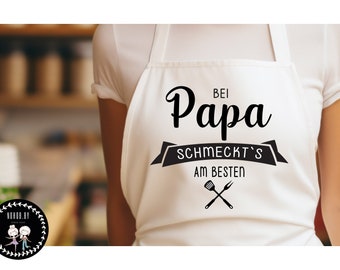 Personalisierte Schürze Kochschürze - Backschürze - Bei Papa /Opa schmeckts am besten - Backen - Geschenk Weihnachten - Baumwolle - Für Papa