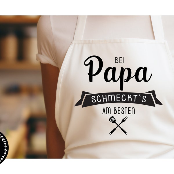 Personalisierte Schürze Kochschürze - Backschürze - Bei Papa /Opa schmeckts am besten - Backen - Geschenk Weihnachten - Baumwolle - Für Papa