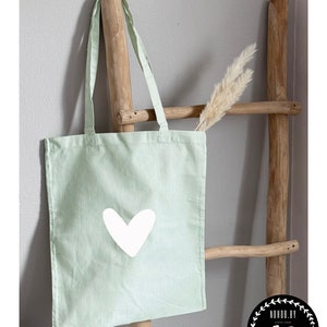 Stoffbeutel Herz Tote Bag Baumwolltasche Einkaufstasche mit Herz Neonpink Geschenkverpackung Bild 7