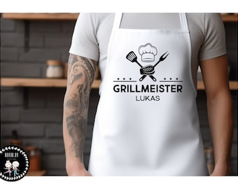 Personalisierte  Kochschürze - Grillschürze - Grillmeister - Chefkoch - Grillparty - Geschenk Weihnachten - Schürze für Papa - Vatertag