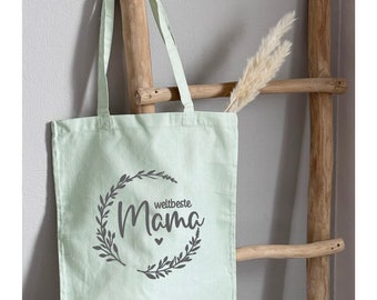 Stoffbeutel -Weltbeste Mama - Tote Bag - Baumwolltasche - Einkaufstasche Geschenk zum Muttertag - Danke Mama - Dankeschön - Muttertag