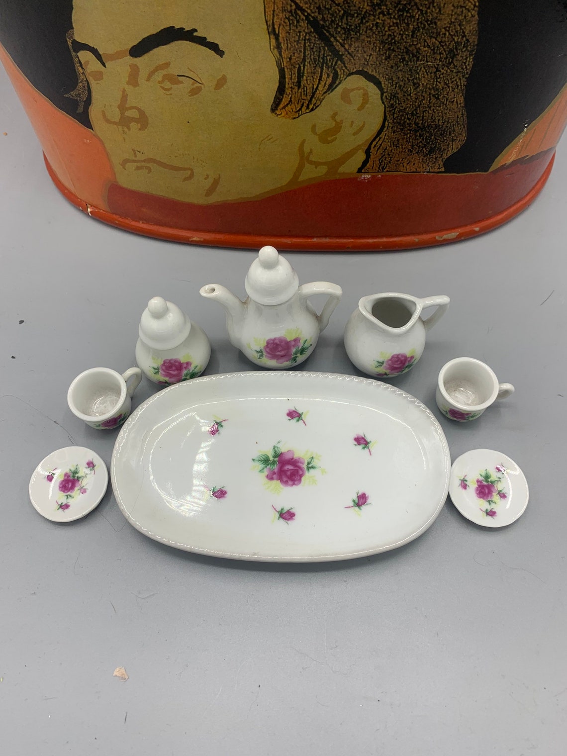 Vintage porcelain dolls tea set miniature tea serving set for Etsy