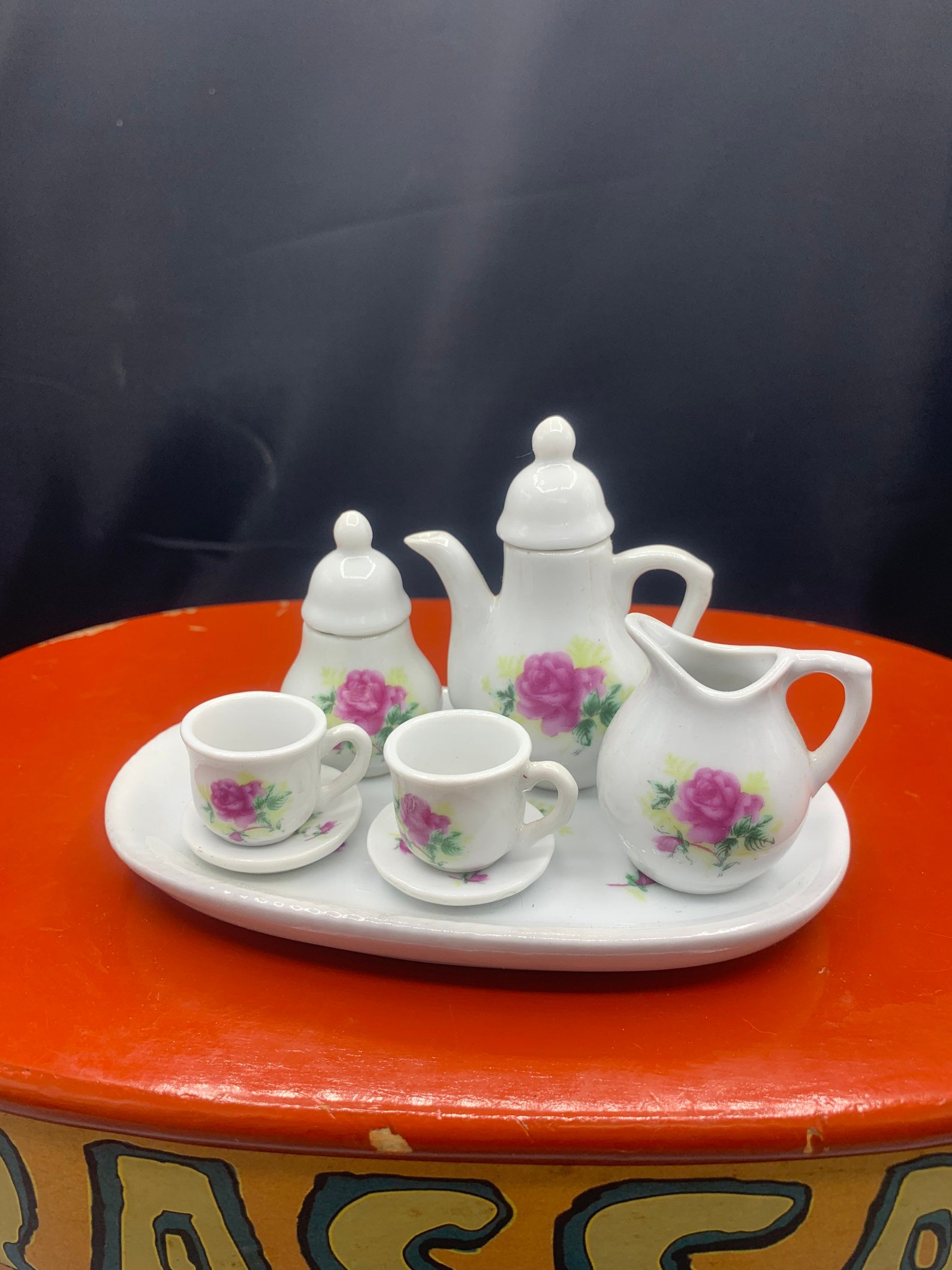 Vintage porcelain dolls tea set miniature tea serving set for Etsy