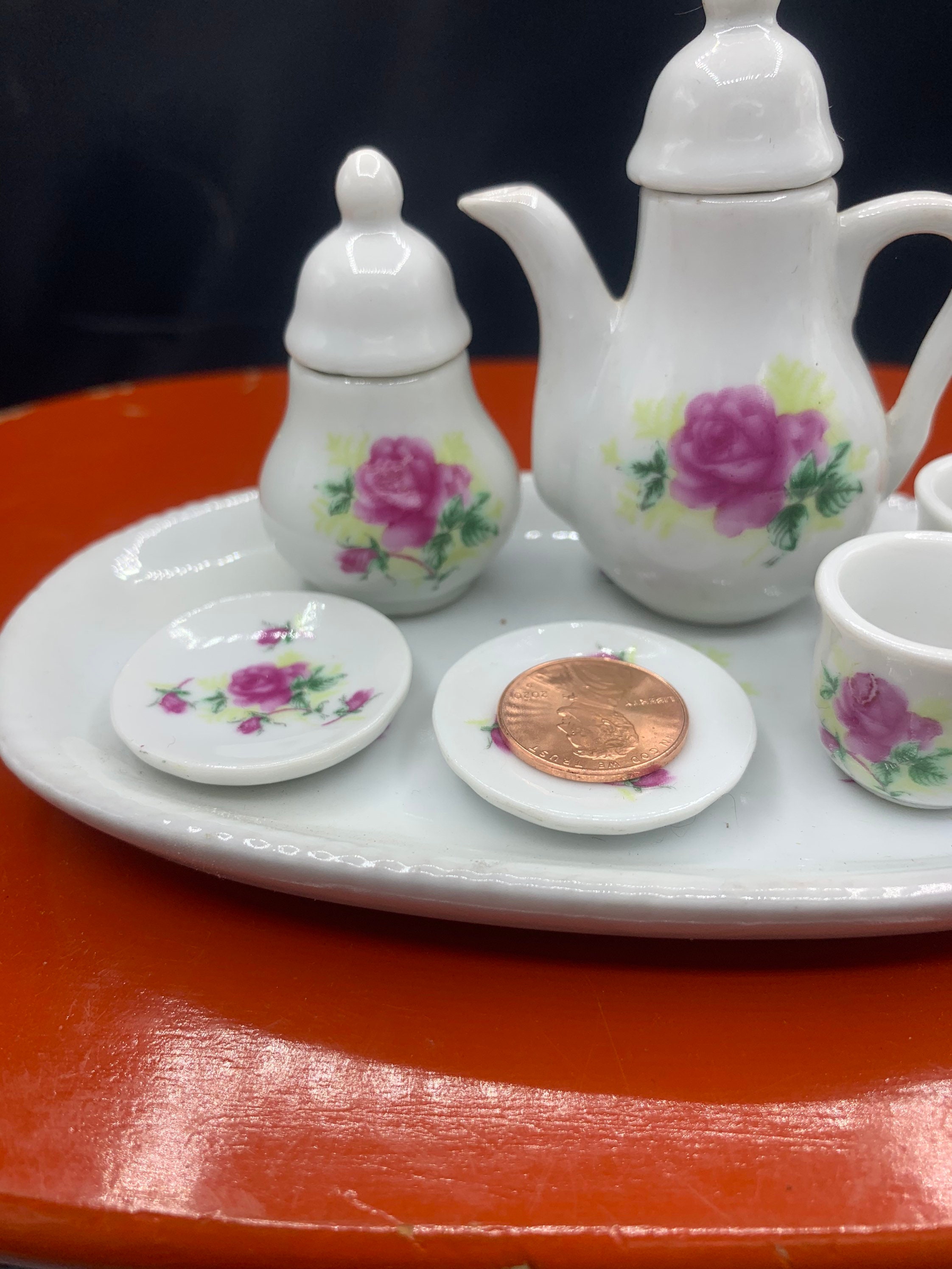 Vintage porcelain dolls tea set miniature tea serving set for Etsy