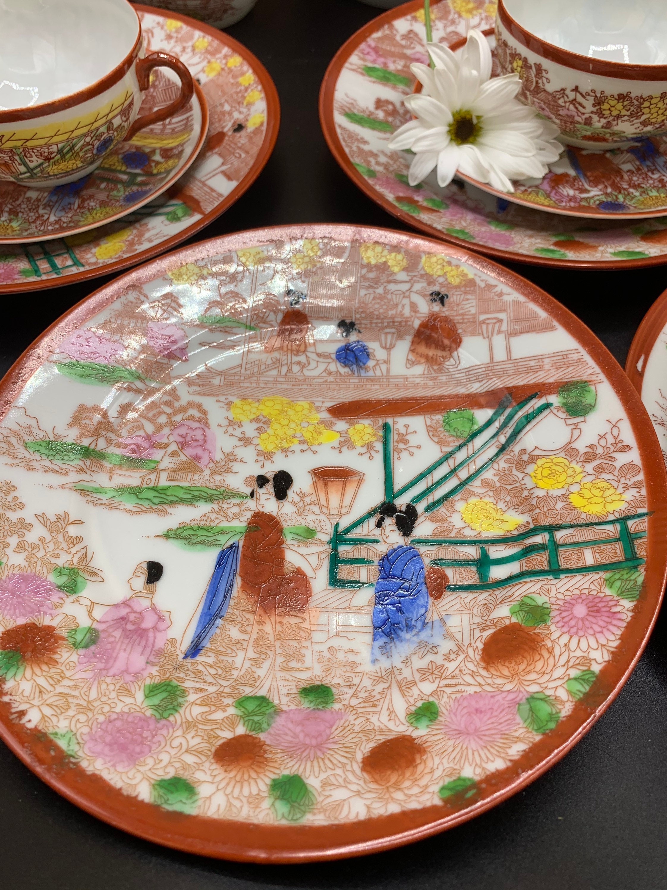 Kutani Geisha Girl Vintage Japanese Porcelain Tea Set Etsy