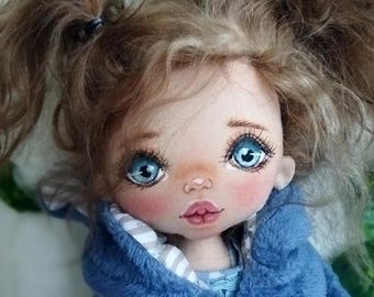 Handmade Cloth Art Doll Lina | OOAK Collectible Doll
