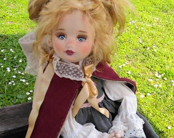 Heirloom Art Doll ''Liora'' – Luxury Handmade Collectible, Couture Fabric Doll, Vintage Inspired Decor Piece