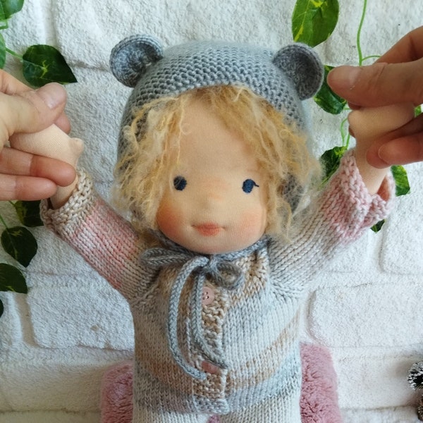 14'' inch handmade Waldorf inspired doll. With great clothes and accessories. Waldorf puppe. OOAK Doll. SemDoll custtom  gift