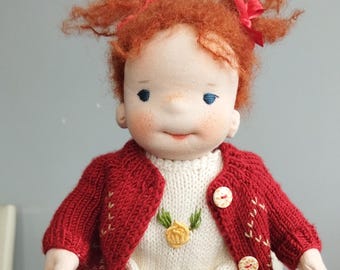 12” Handmade Waldorf inspired fabric Doll – Organic Eco-Friendly OOAK Girl Doll