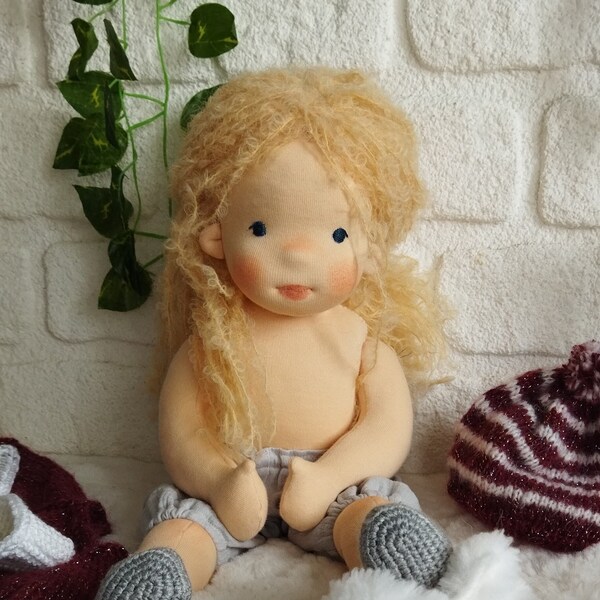 17'' inch handmade Waldorf inspired doll. Waldorf puppe. OOAK Doll. SemDoll custom handmade gift