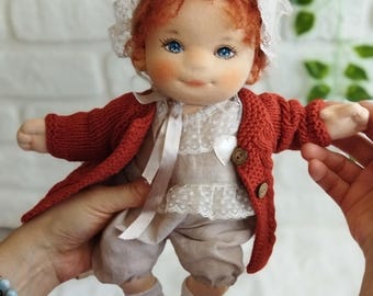 12” Handmade Waldorf inspired Cloth Doll – Organic Cotton OOAK Girl Doll