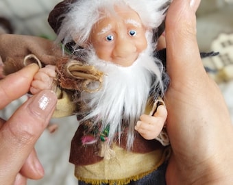 OOAK Miniature Art Doll,  Fairy Tale Character Gnome, Handmade Collectible Elf Decor