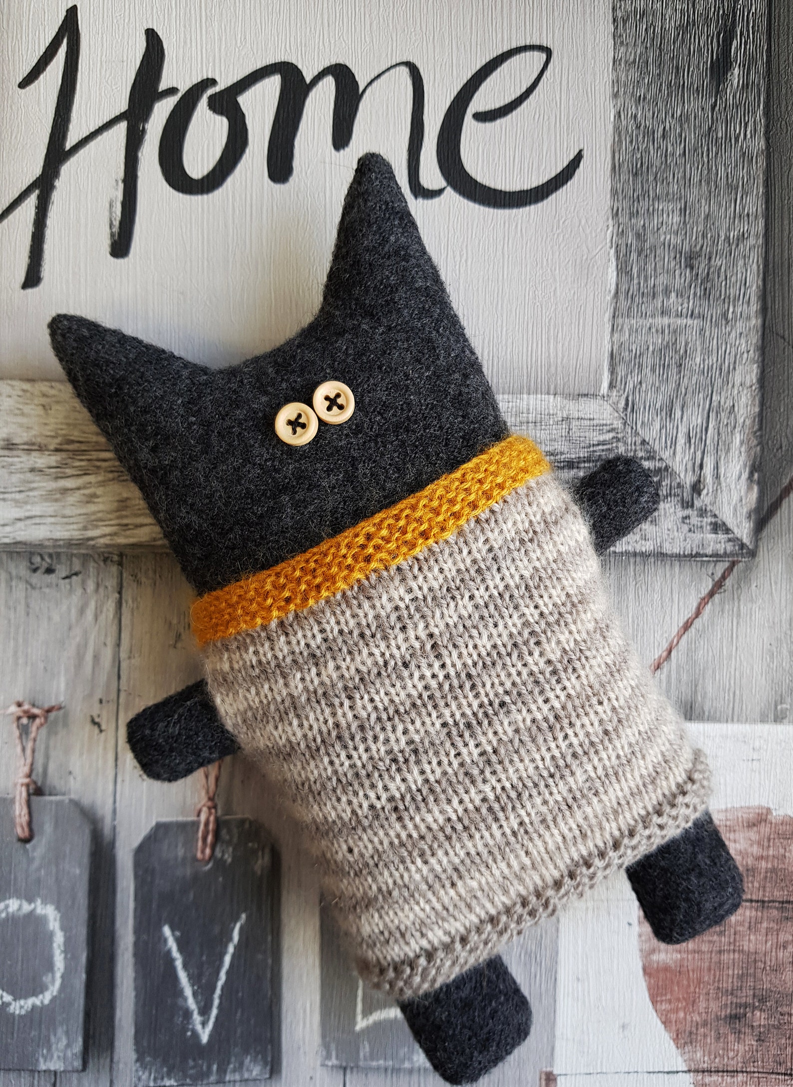Rag doll black cat in striped sweater sewing pattern PDF Etsy