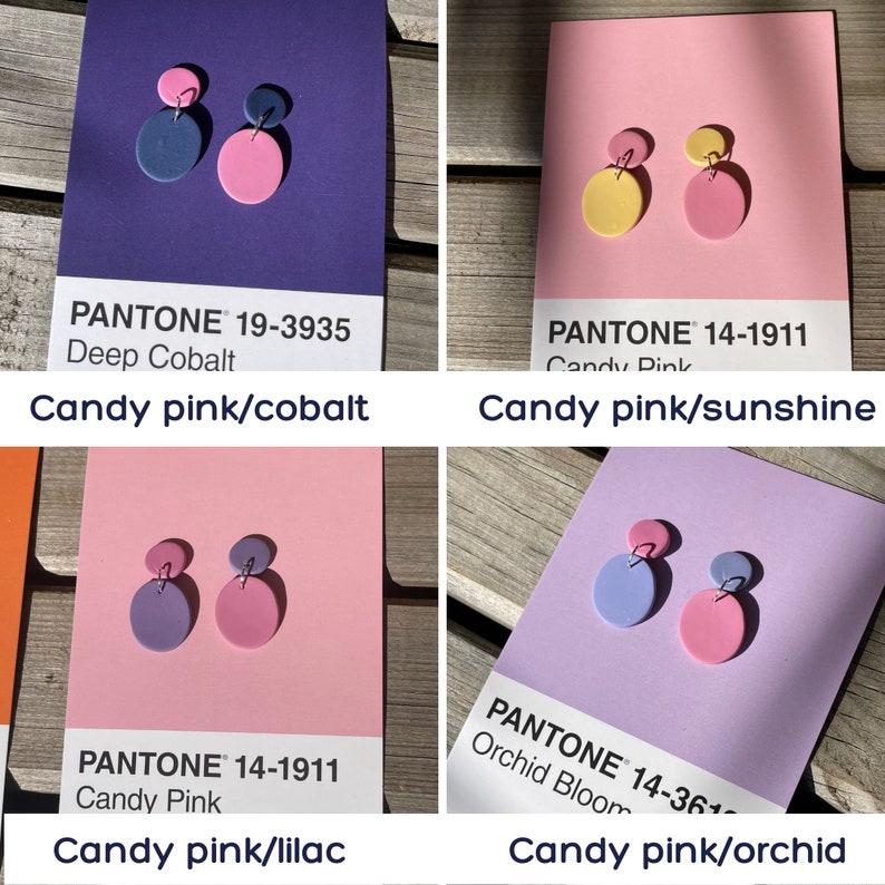 Colour Block Sugar Drops Small Pastel Colourblock Earrings Candy pink