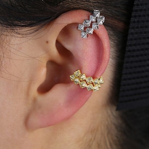 Spike Ear Cuff Chunky Ear Cuff Non Piercing Earring Cz Ear Clip Edgy Ear Cuff Pyramid Spikes Conch Ear Cuff Wrap Earring Punk Hellix Earcuff