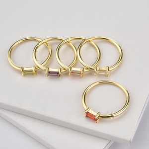 Baguette CZ Sterling Silver Ring - 18k Gold Plated Minimalist Band