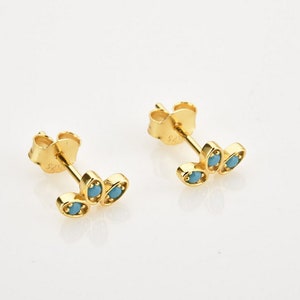Palm Shaped Earrings 925 Sterling Silver Leaf Studs Tiny Leaf Stud Earrings Colorful Cz Earrings Dainty Cz Palm Studs Gold Cartilage Studs