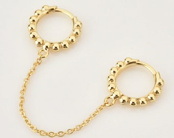 Chain Earrings Gold Earrings Silver Earrings Dainty Earrings Dangle Chain Earring Drop Chain Earrings Handcuff Hoops Double Huggie Hoops