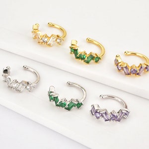 Baguette Ear Cuff Cz Ear Cuff Zirconia Clip Orecchini Cz Wrap Orecchini Non Piercing Hoops Huggie Hoop Colorful Ear Cuff Dainty Conch Ear Cuff