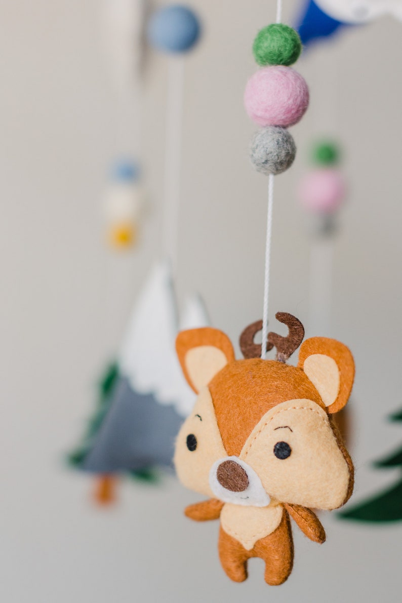 Woodland Crib Mobile Girl Nursery Mobile Baby Girl Mobile Etsy