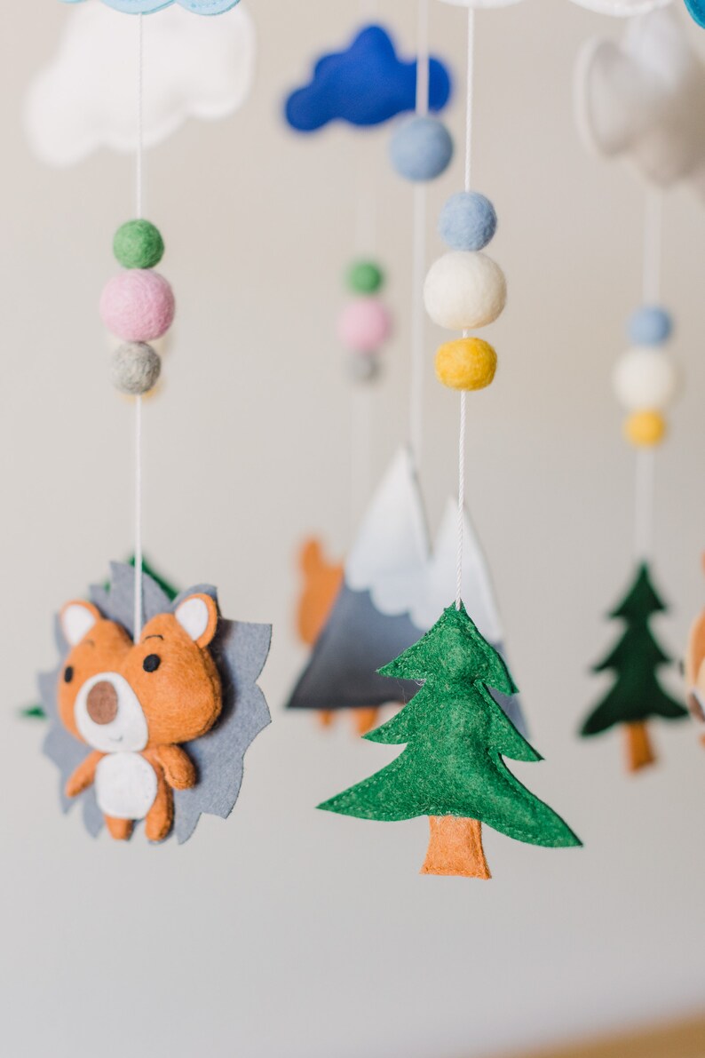 Woodland Crib Mobile Girl Nursery Mobile Baby Girl Mobile Etsy