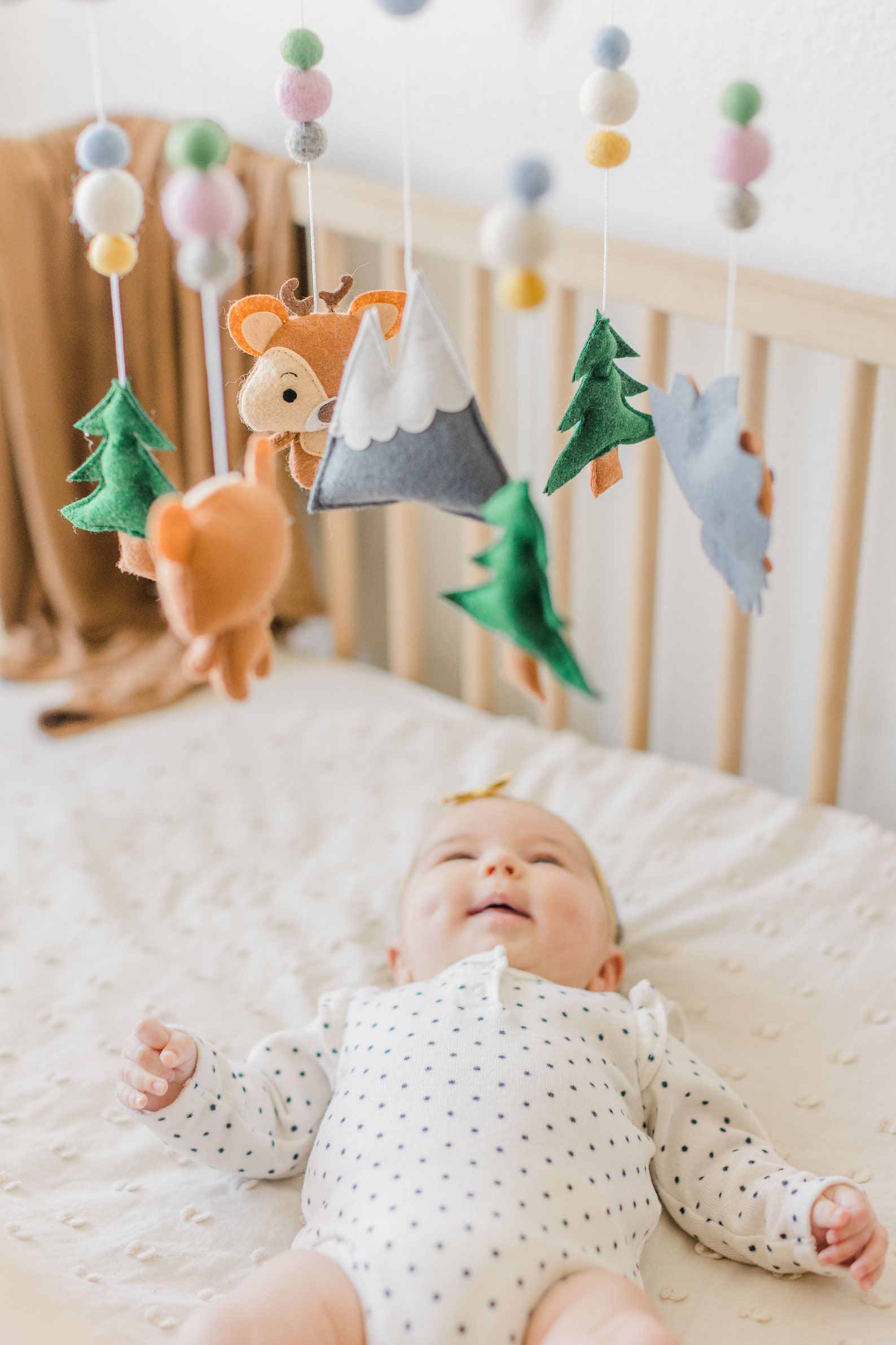 Woodland Crib Mobile Girl Nursery Mobile Baby Girl Mobile Etsy