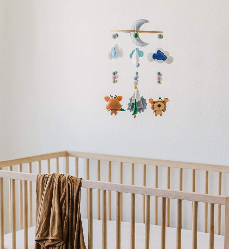 Woodland Crib Mobile Girl Nursery Mobile Baby Girl Mobile Etsy