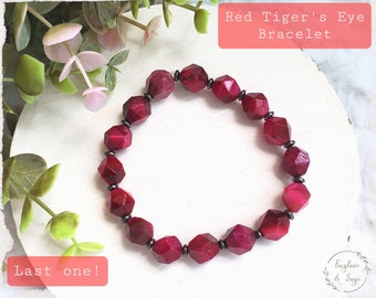 Red Tiger's Eye, Bead Bracelet, Hematite Bracelet, Crystal Jewelry, Witch Bracelet, Protection Jewelry, Gift for Her, Stocking Stuffer