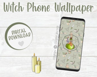 Witch Phone Wallpaper, 1, Phone Background, Digital Download, Cottage Core, Witch Aesthetic, Witch Phone, Gift for Her, Gift for Teens,