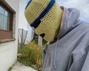 Yellow Crochet ski / with visibility/ You can see with this mask on / Ski Mask / Crochet Ski Mask / Balaclava / Visibility / Halloween mask