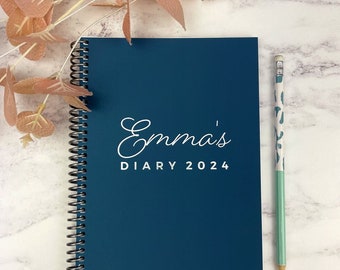 2024, A5, Personalised Diary, Week to View, Foiled, Personalised Cover, Soft Touch, 2024 Diary, Great Gift Idea