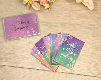 Gorgeous Little Box of Positive Affirmation Cards, 10 Daily Affirmation Gratitude Cards,  Perfect Gift of Handy Positivity Cards