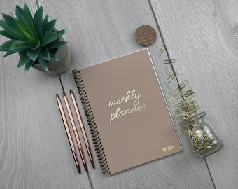 2024, A5, Weekly Planner, Week to View, Foil Print, Personalised Cover, Soft Touch, Planner 2024, To Do List