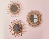 Rattan Wicker Mirror - Round Bamboo Decorative Home Decor - Wall Hanging Rattan Decorative Mirror