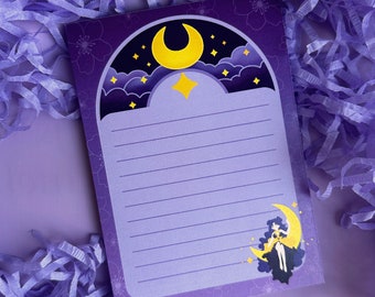 Bloc-notes humain Luna A6 | Bloc-notes kawaii | Bloc-notes mignon | Bloc-notes Luna de Sailor Moon | Papeterie | Bloc-notes d'inspiration japonaise