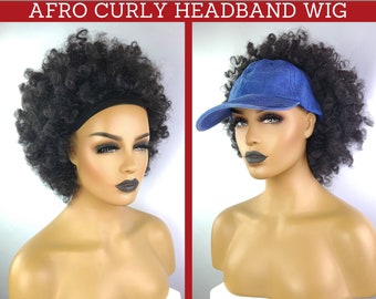 AFRO CURLY HEADBAND Wig, 10 Inches