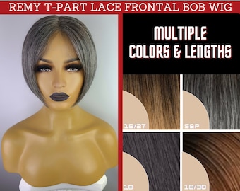 Remy T-Part LACE FRONTAL BOB Wig (Multiple Colors & Lengths Available)