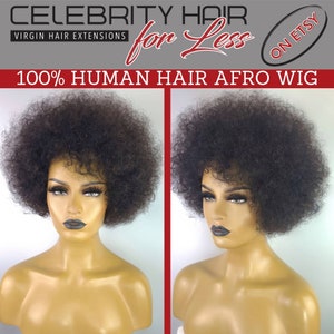 AFRO REMY WIG, 12 Inches, 1B