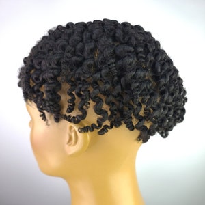 PRESTYLED TWIST TOUPEE, Afro Curly Remy Human Hair, 6&quot;, Natural Black (1B), size 8x10