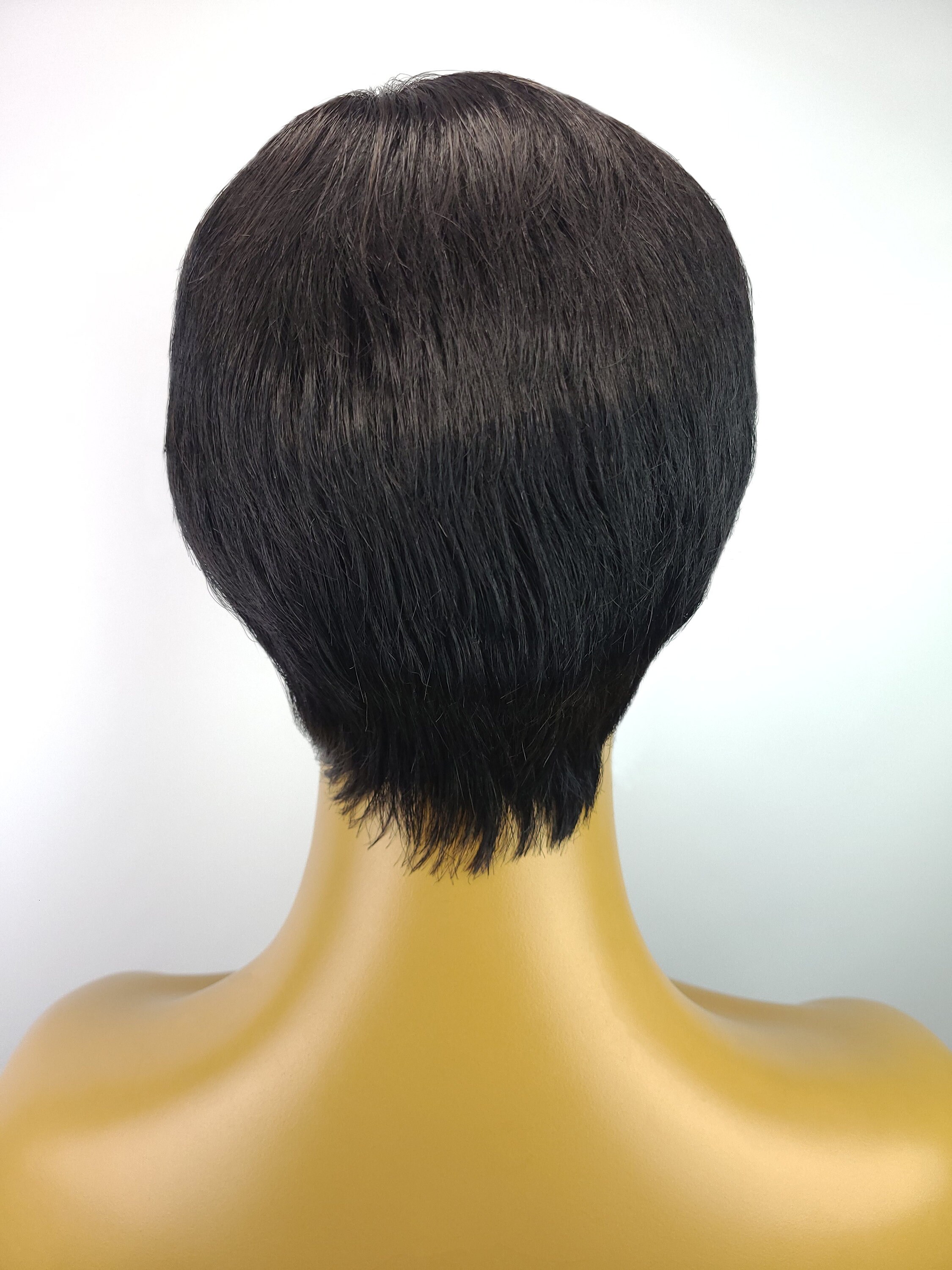 TAPERED HUMAN HAIR Pixie Wig With Lace Insert 1B - Etsy