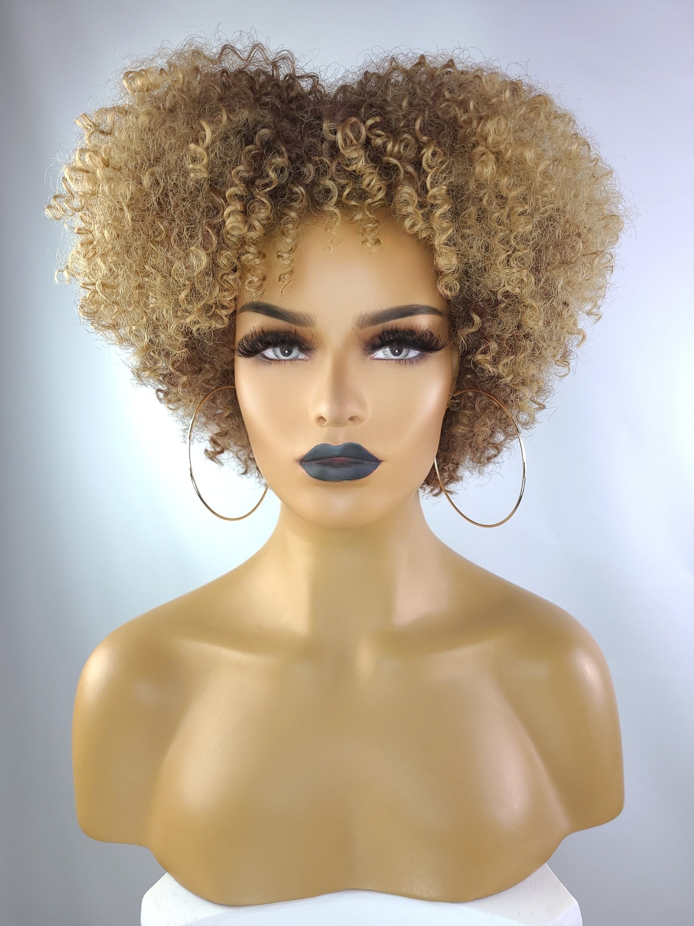 TAPERED AFRO KINKY Curly Wig with Realistic Afro Hairline Etsy