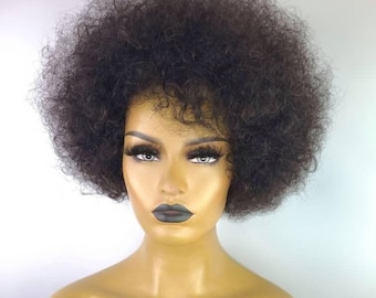 Peruka Afro Remy, 12 cali, 1B