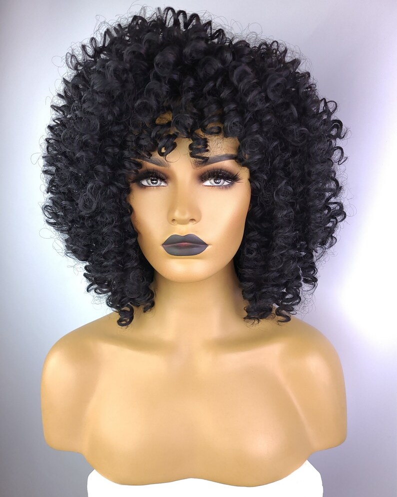 AFRO COILY CURLY Wig 1B 14 Inches - Etsy