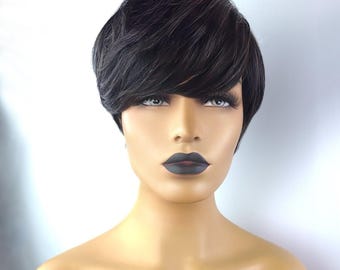 Peruka Pixie, 100% włosów ludzkich, 1B