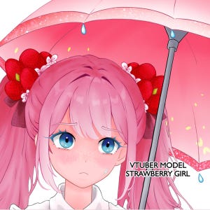 Vtuber Model – Live2D Model / Strawberry Girl with Umbrella / Half body Premade & Presetup / ready for streaming / ready to Use