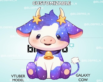Premade Vtuber Model Live2D Cow Customizable Color Cows - Kawaii Animal Anime