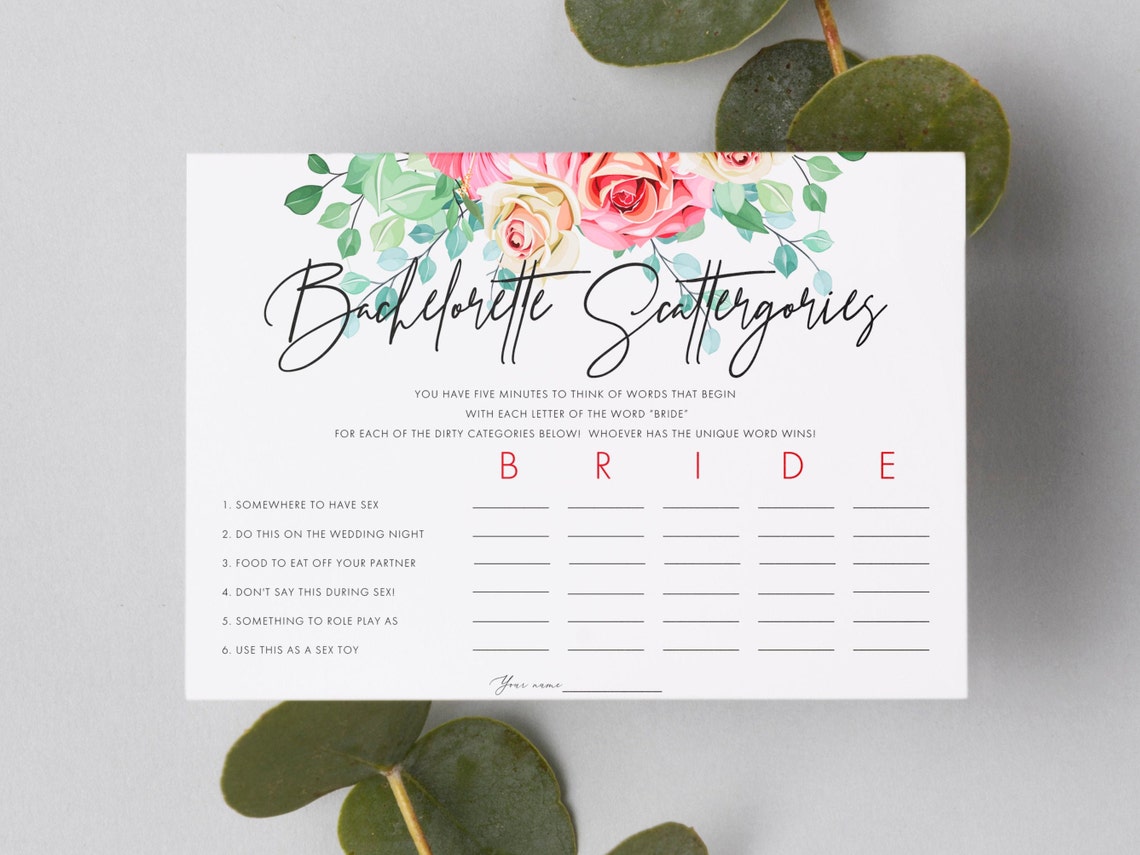 Bachelorette Scattergories Game. Dirty Bachelorette | Etsy