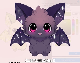 Premade Vtuber Model - Vampire Bat Live2D - Halloween Bat Avatar - Kawaii Anime Assets - Customizable Color