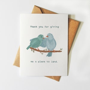 A Place to Land Greeting Card Cute Birds Card Illustration Love Thank You zdjęcie 1