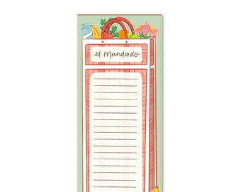 El Mandado Notepad | Grocery Shopping List | Latinx Design | Mexican Culture | Illustrated Groceries Food Kitchen Magnet